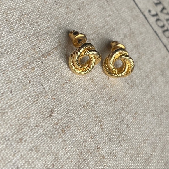 Tiny gold tone rope knot earrings for pierced ears - Picture 9 of 16
